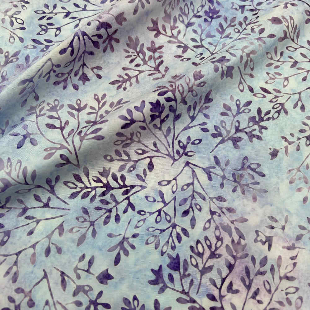 tissu batik fat quarter feuillage lilas