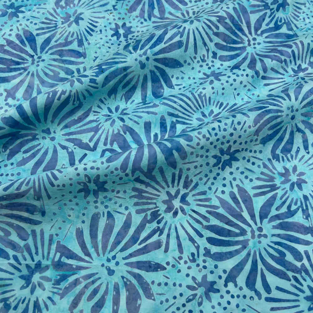 fat quarter batik flowers blue