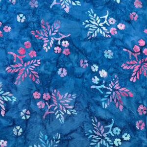 fat quarter batik hojas flores azul rosa