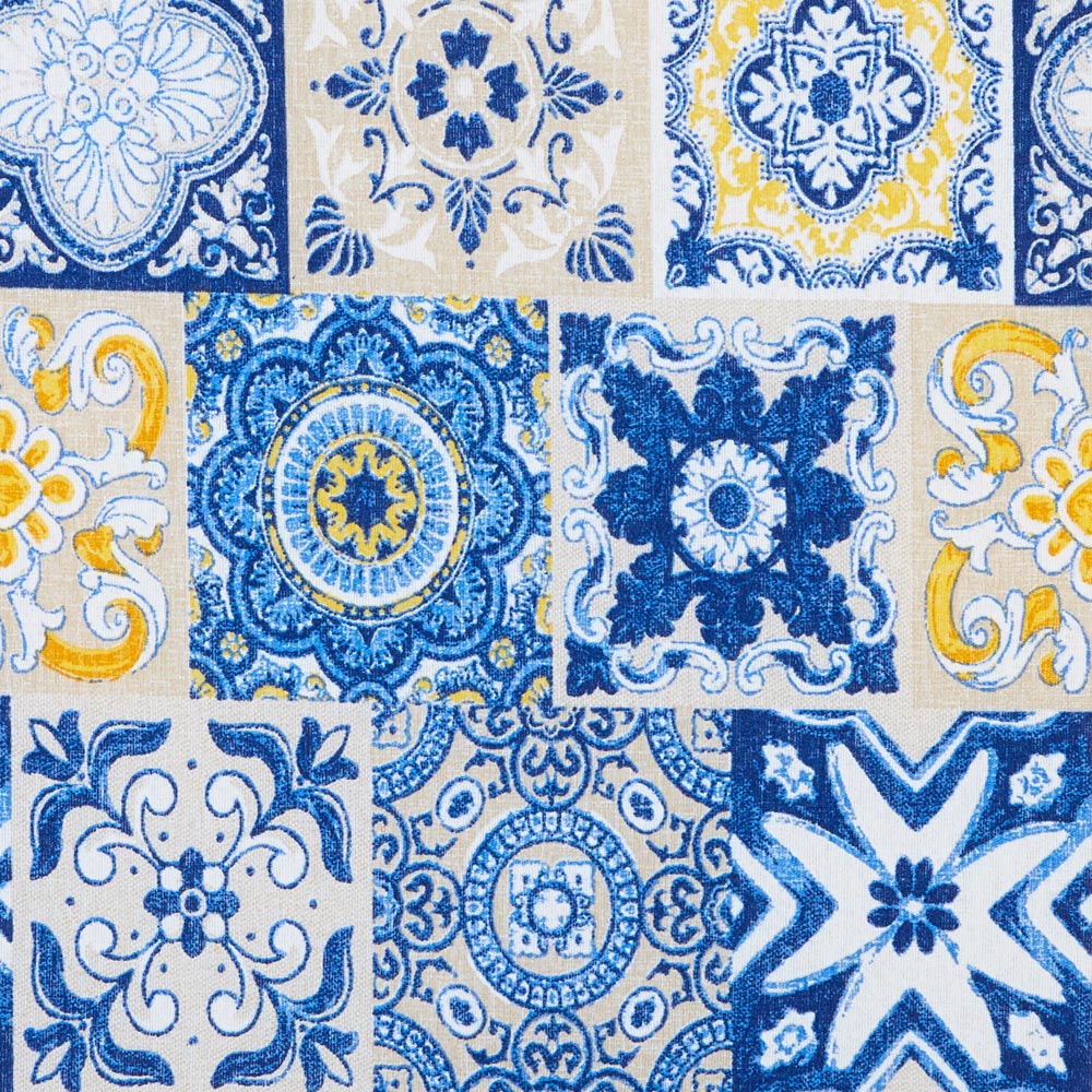 toile imprimée mosaïque en céramique bleue