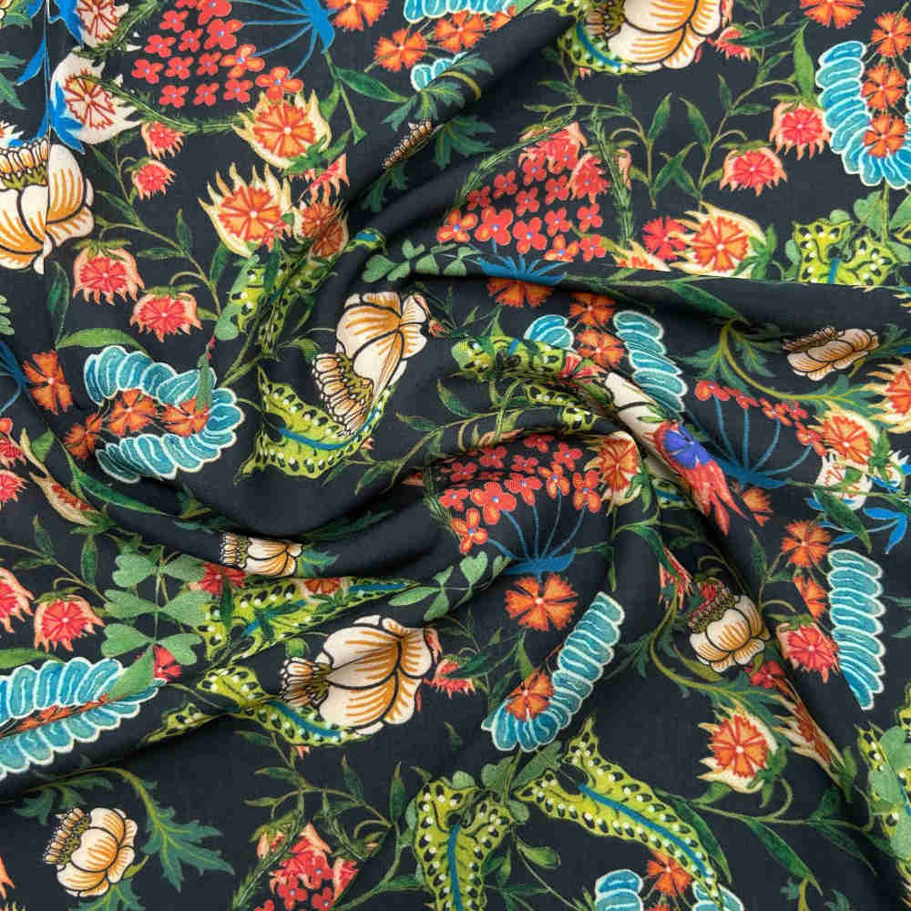 botanical printed viscose fabric