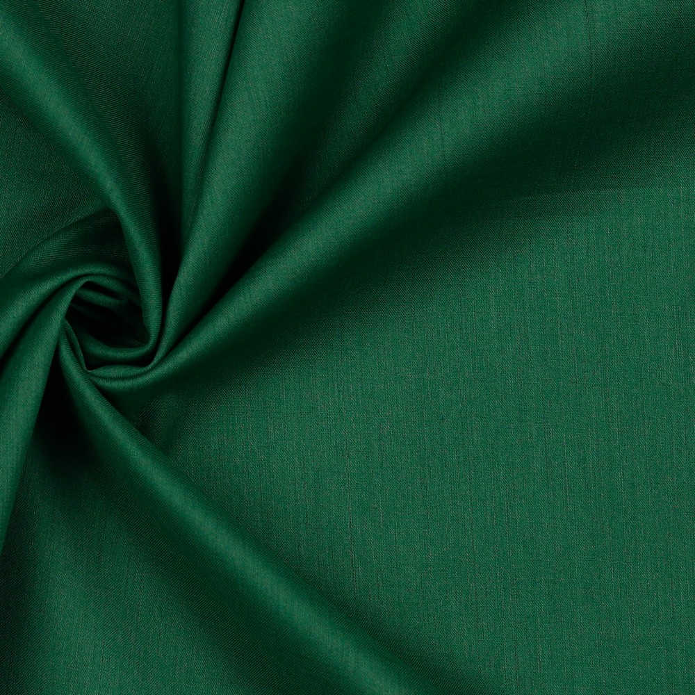 Dark green plain organic cotton fabric