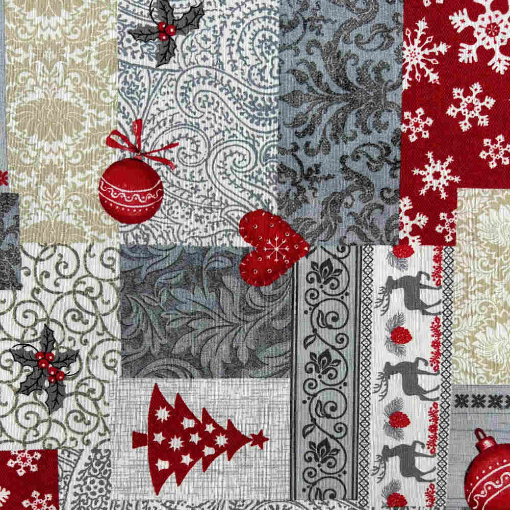 tela loneta nadal patchwork gris