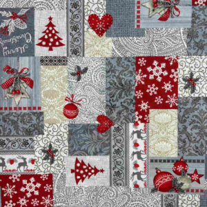 tela loneta navidad patchwork gris