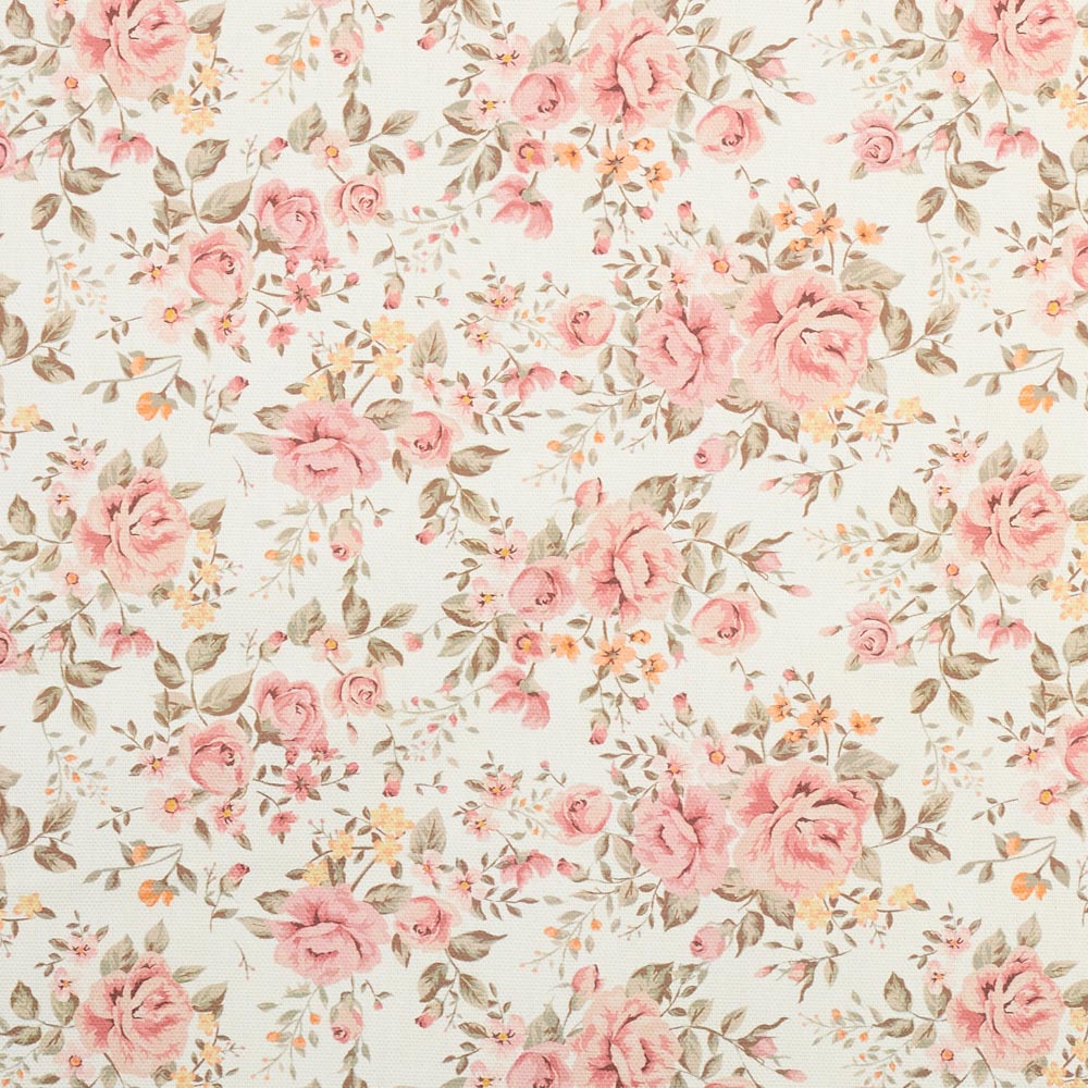 Toile semi-panama imprimé fleurs roses