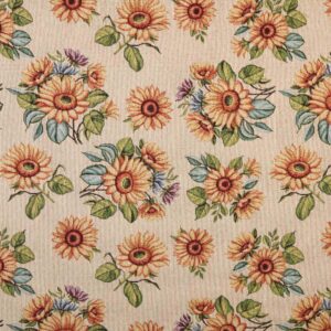 tela tapicería jacquard gobelino girasoles beige