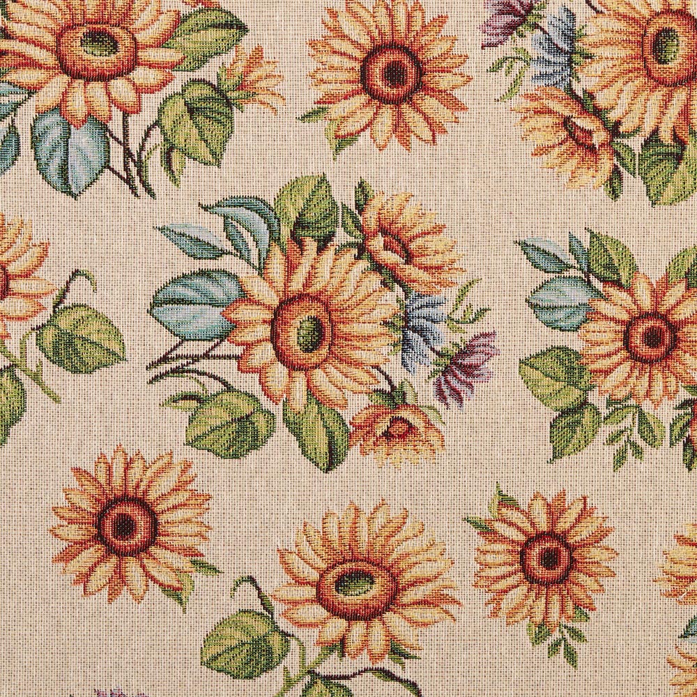 tissu d'ameublement jacquard gobelin tournesols beiges