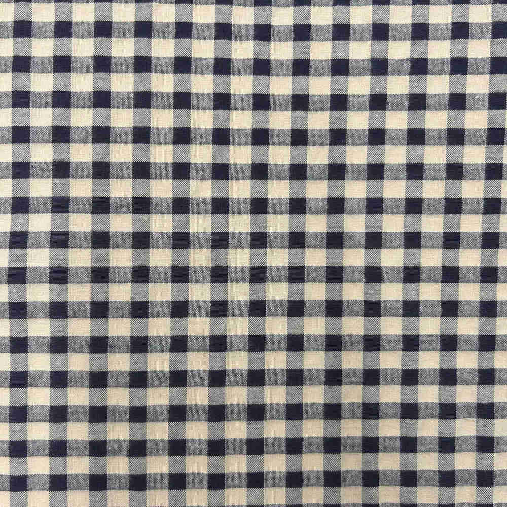 seersucker fabric gingham beige navy blue